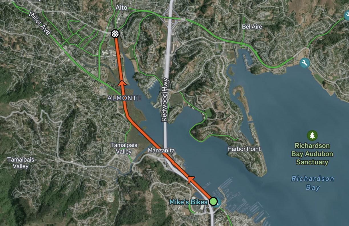 Map of the bike path section prone to flooding